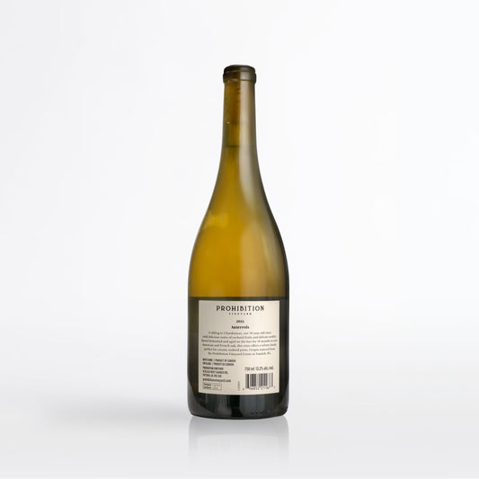 Wine bottle with a label on a white background