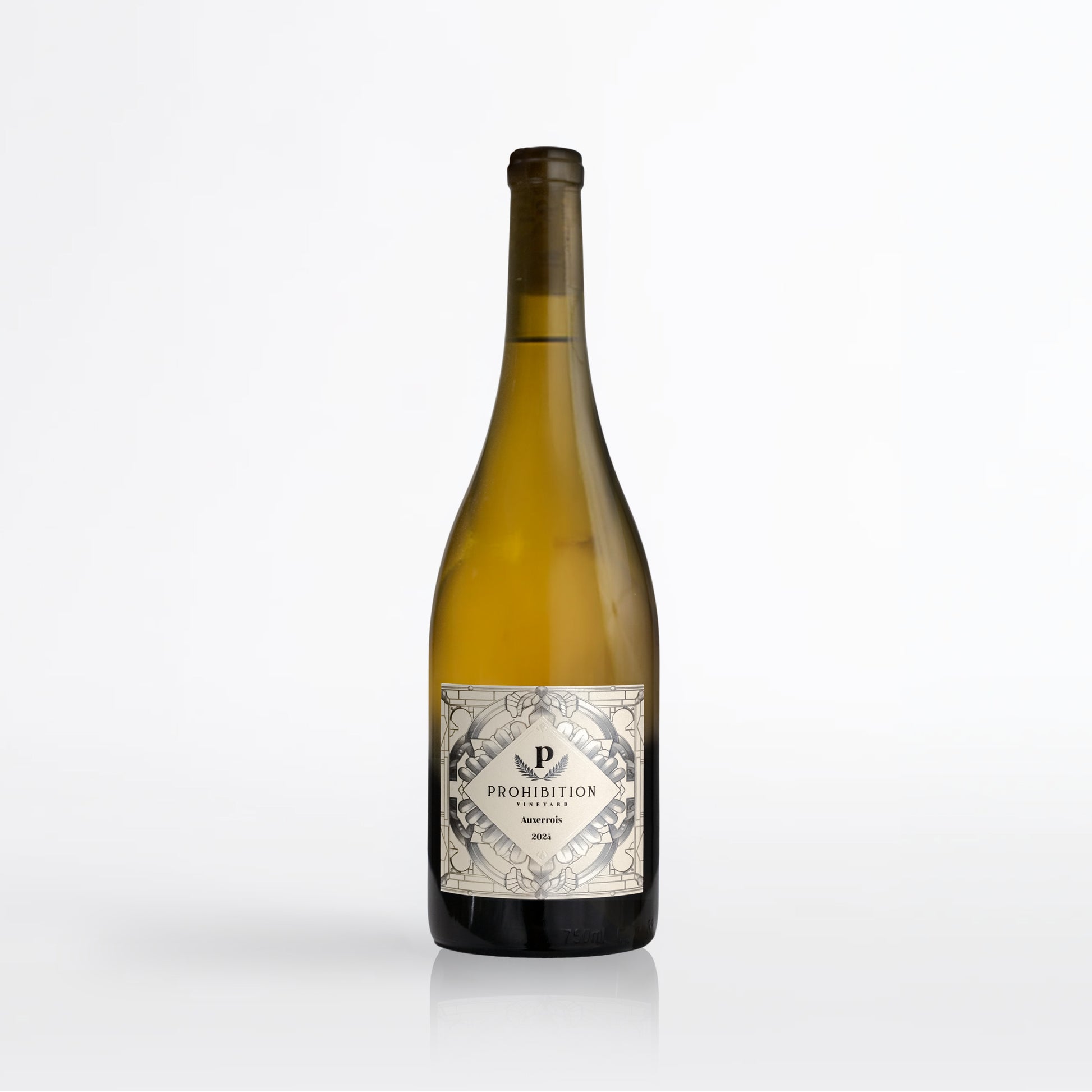Wine bottle with a label on a white background