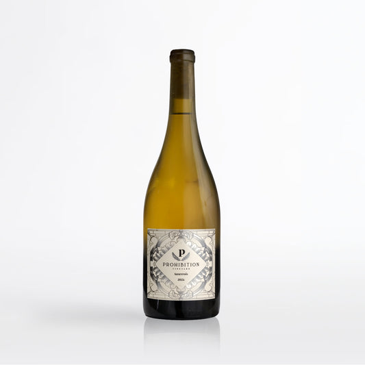 Wine bottle with a label on a white background