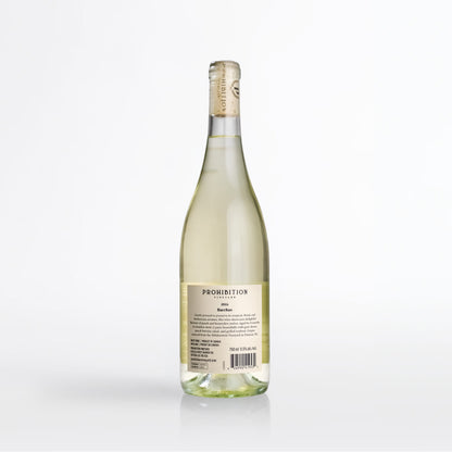 Wine bottle with a visible label on a white background