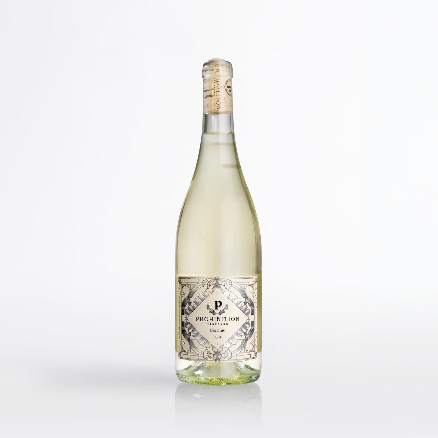 Wine bottle with a visible label on a white background