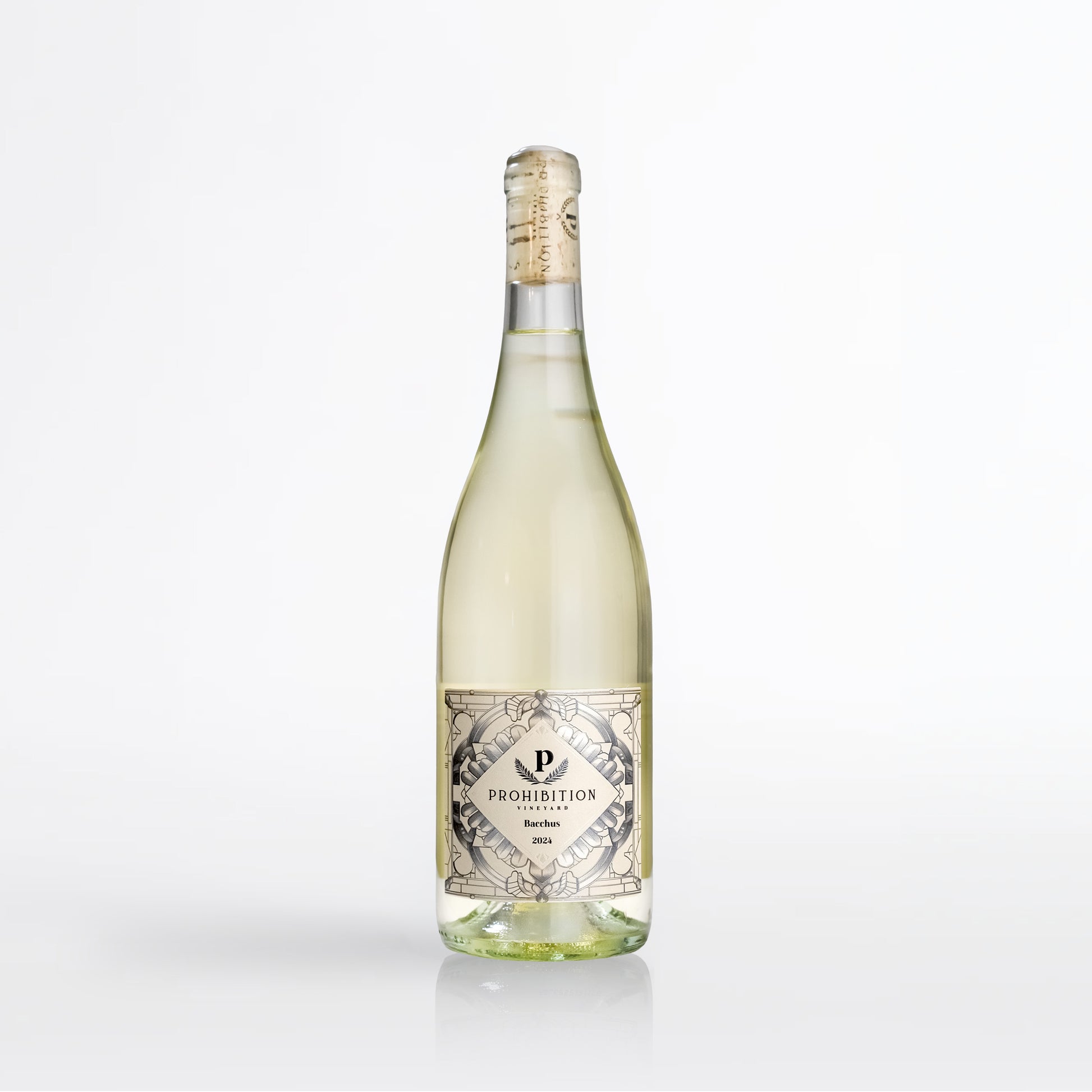 Wine bottle with a visible label on a white background