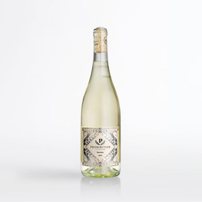 Wine bottle with a visible label on a white background