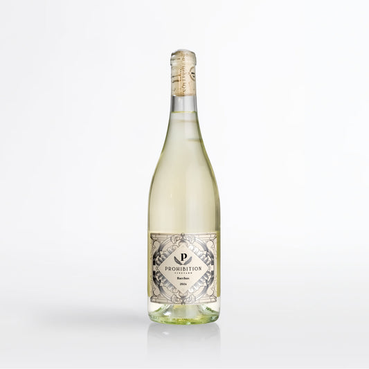Wine bottle with a visible label on a white background