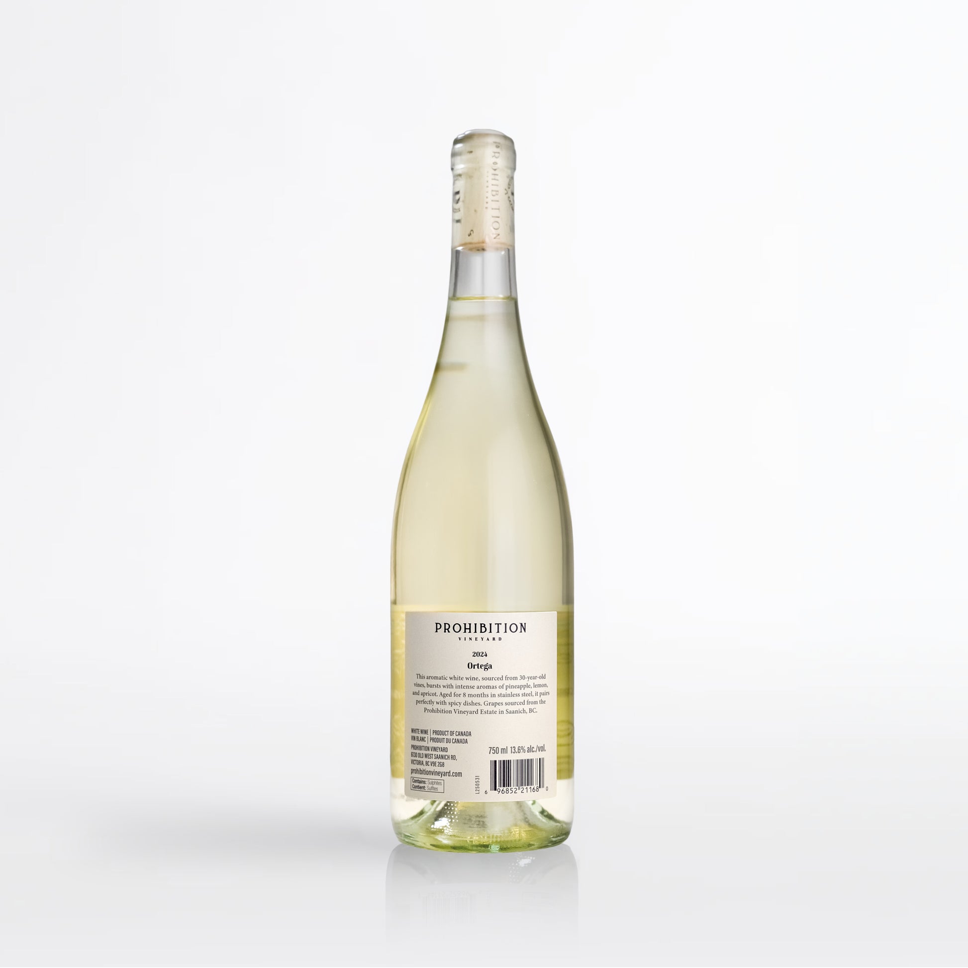 Wine bottle with a visible label on a white background