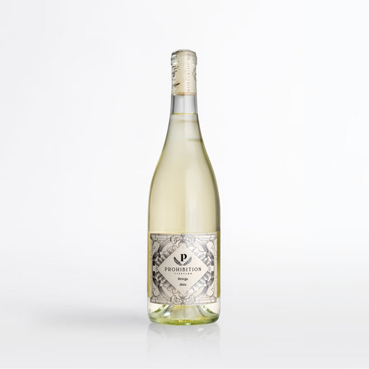 Ortega Wine bottle with a label on a white background
