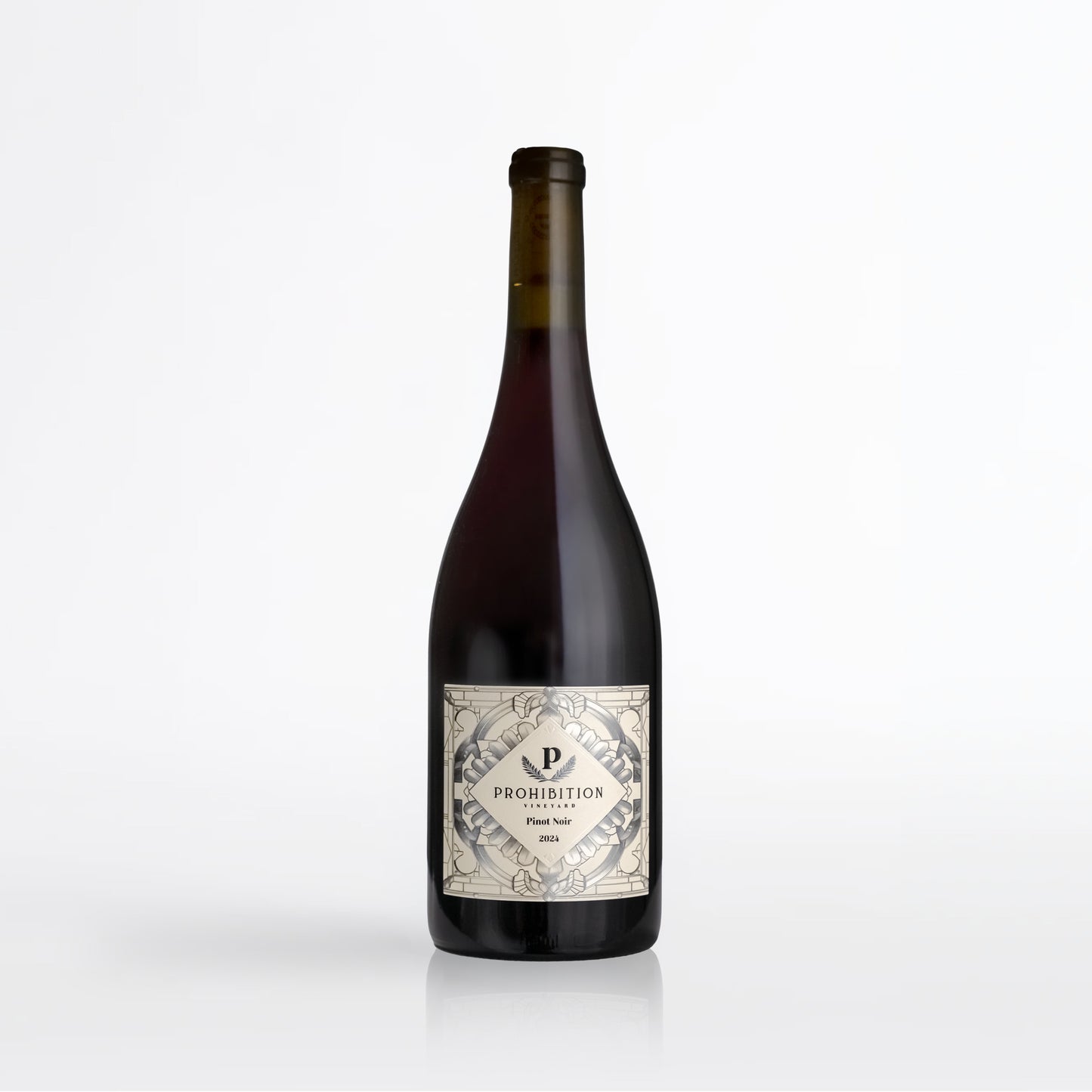 Pinot Noir Wine bottle with a label on a white background