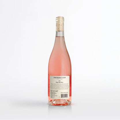 Bottle of Prohibition Rosé wine on a white background