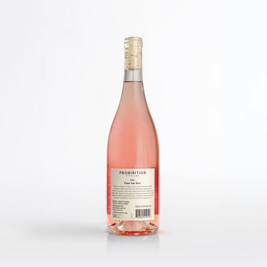 Bottle of Prohibition Rosé wine on a white background